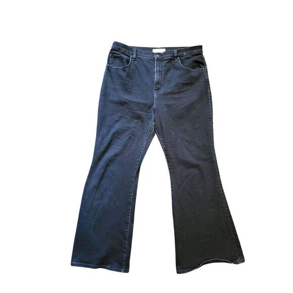 Abercrombie & Fitch Jeans Women's 18 Short Black Ultra High Rise Stretch Flare - Picture 1 of 3